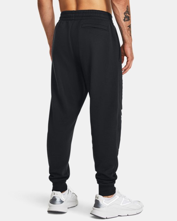 Men's UA Rival Fleece Graphic Joggers in Black image number 1